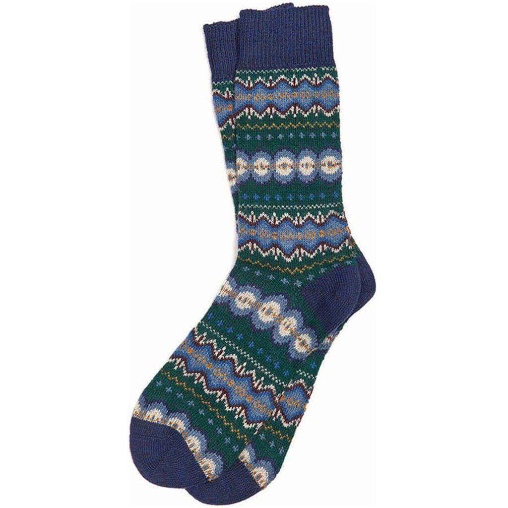 Caistown Fairisle Socks in Bottle Green by Barbour