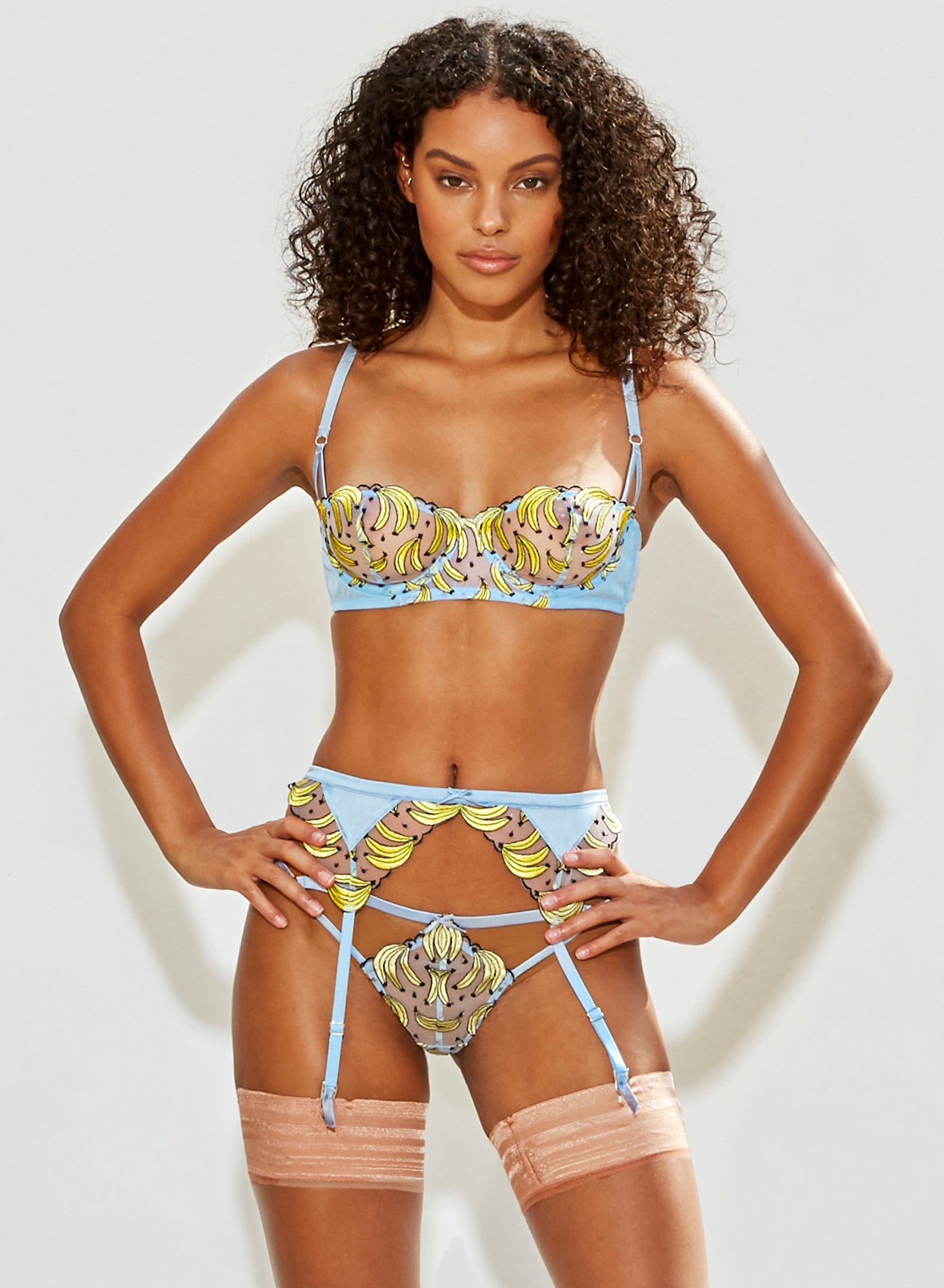 Banana Embroidery Garter Belt
