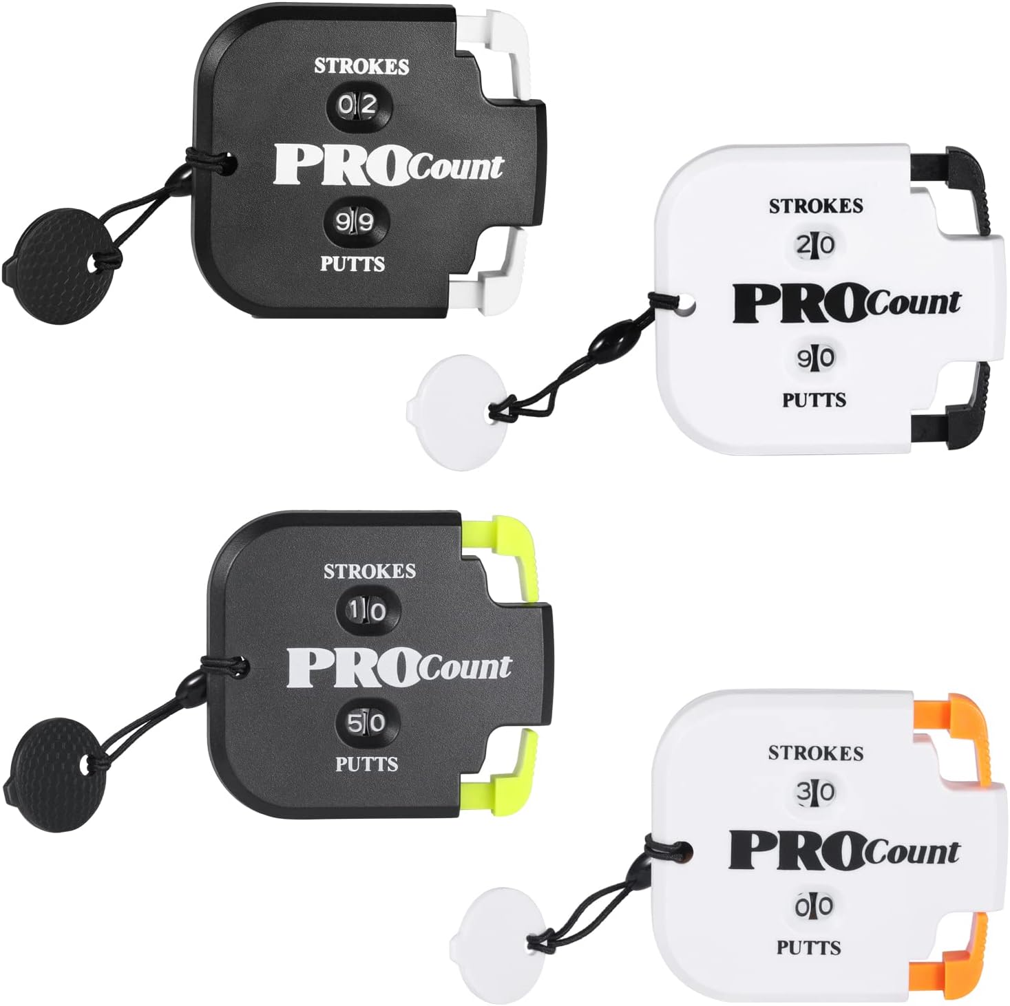 4PCS Golf Score Counter with Reset Tool and Key Chain, 2 Digit Shot Stroke Count Clicker, Counter Keyboard Up to 9 Score for Golf Game Scorekeeper, Women Men Golf Attachment Accessories