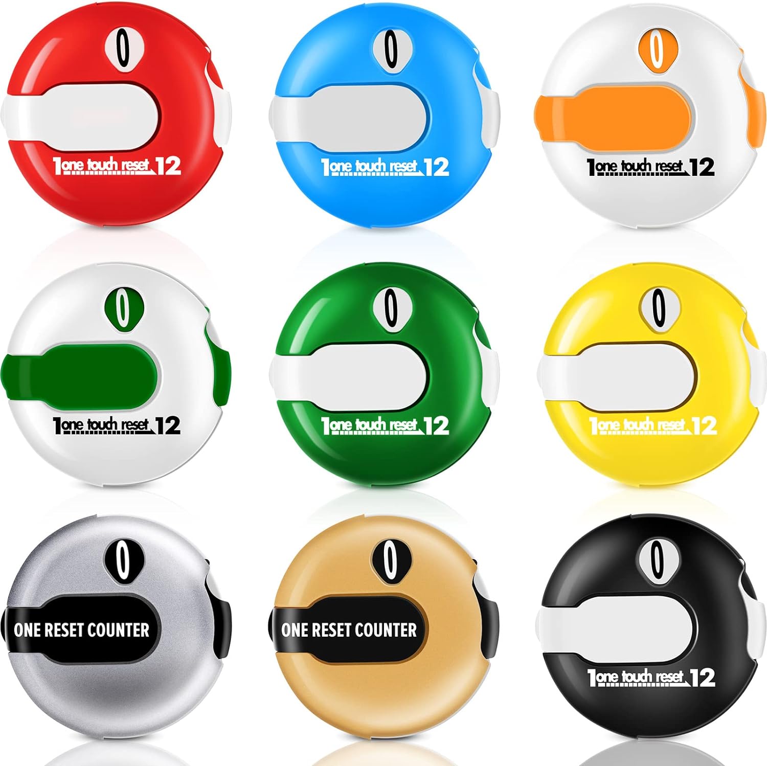 9 Pcs Golf Score Counter Mini Golf Stroke Counter Golf Counter Clicker Golf Accessories for Women Men Scoring Keeper with Touch Reset and Clip Attachment to Scorekeeper Glove, 1.2 in