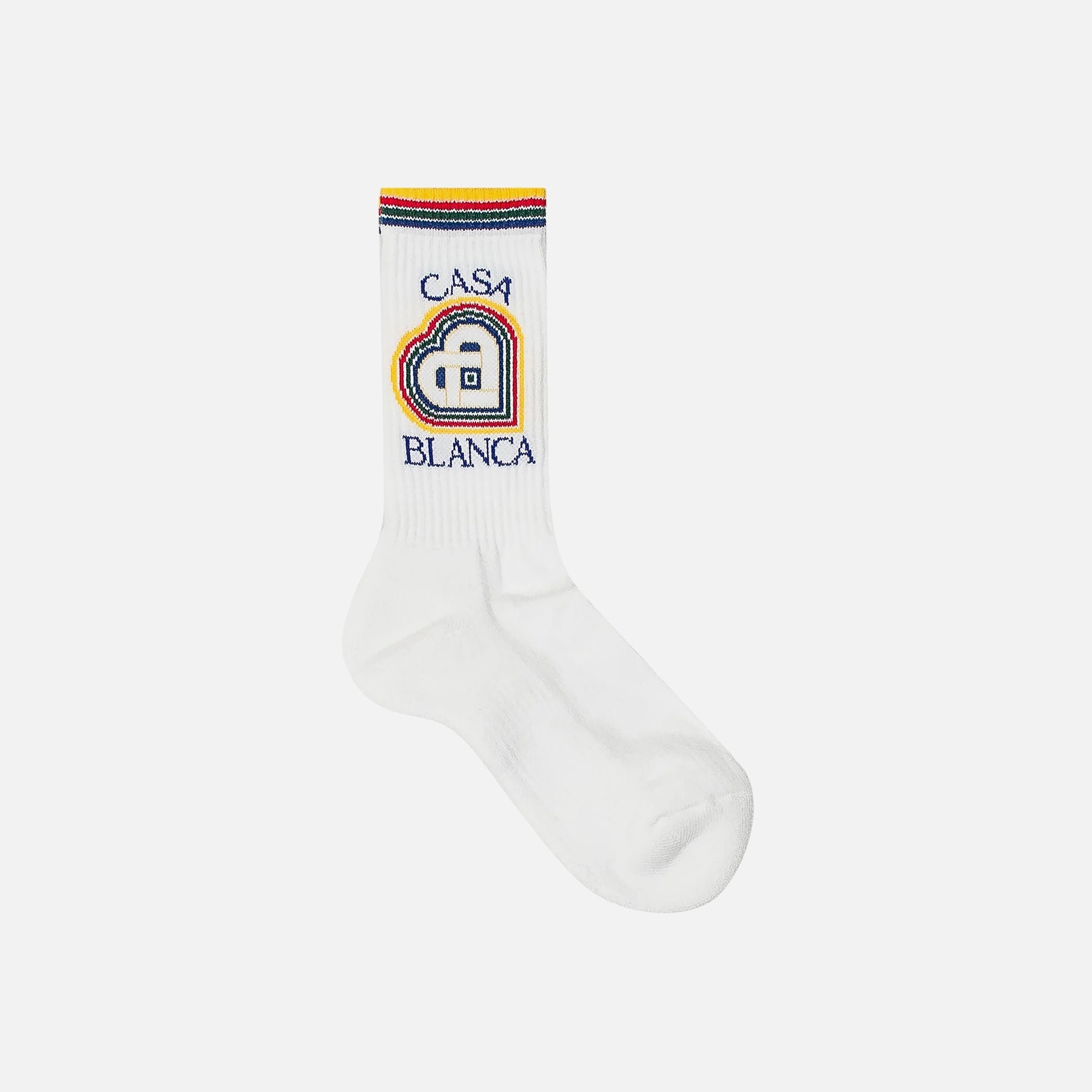 Casablanca Ribbed Sport Sock with Rainbow Heart - Multi
