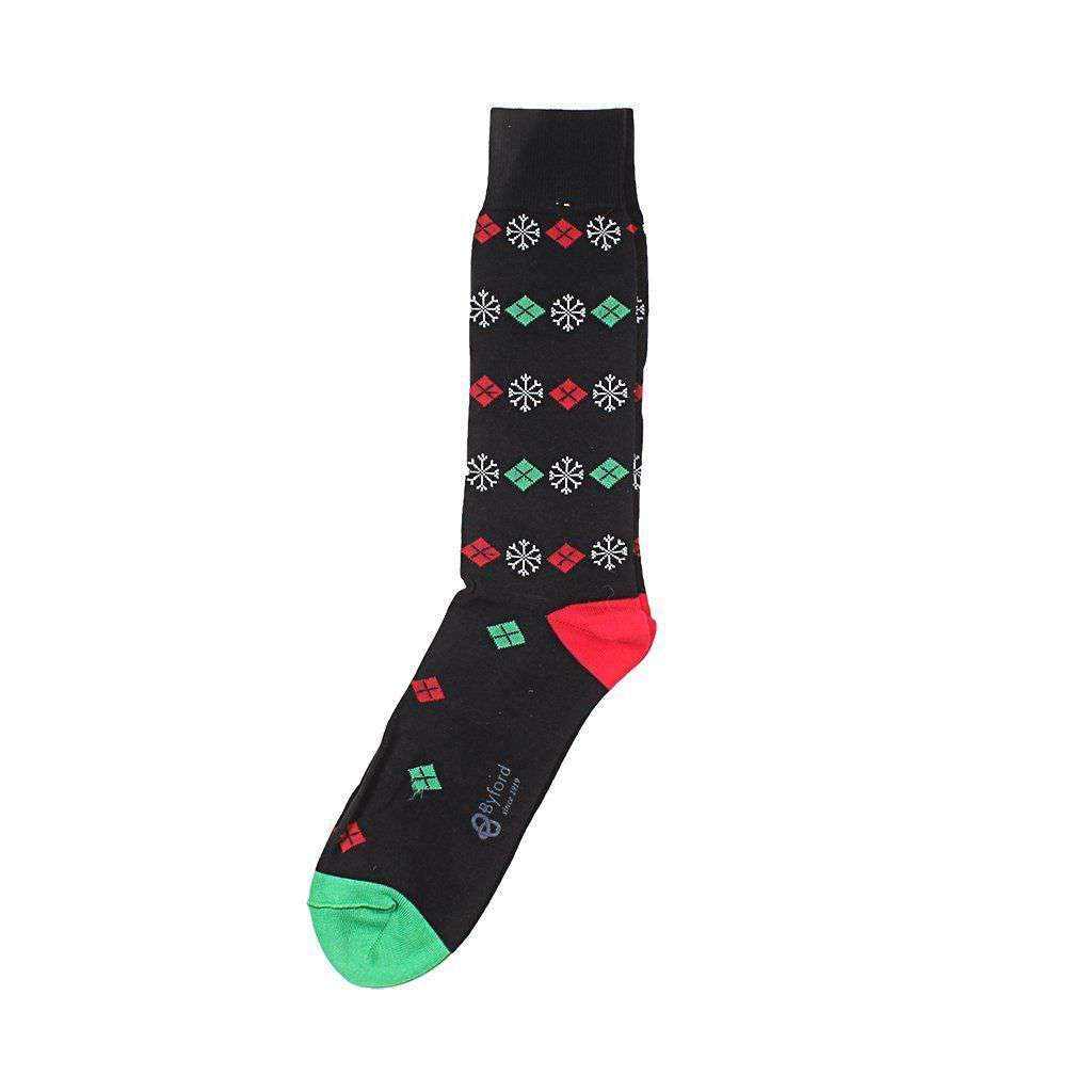 Argyles & Snowflakes Socks in Black by Byford