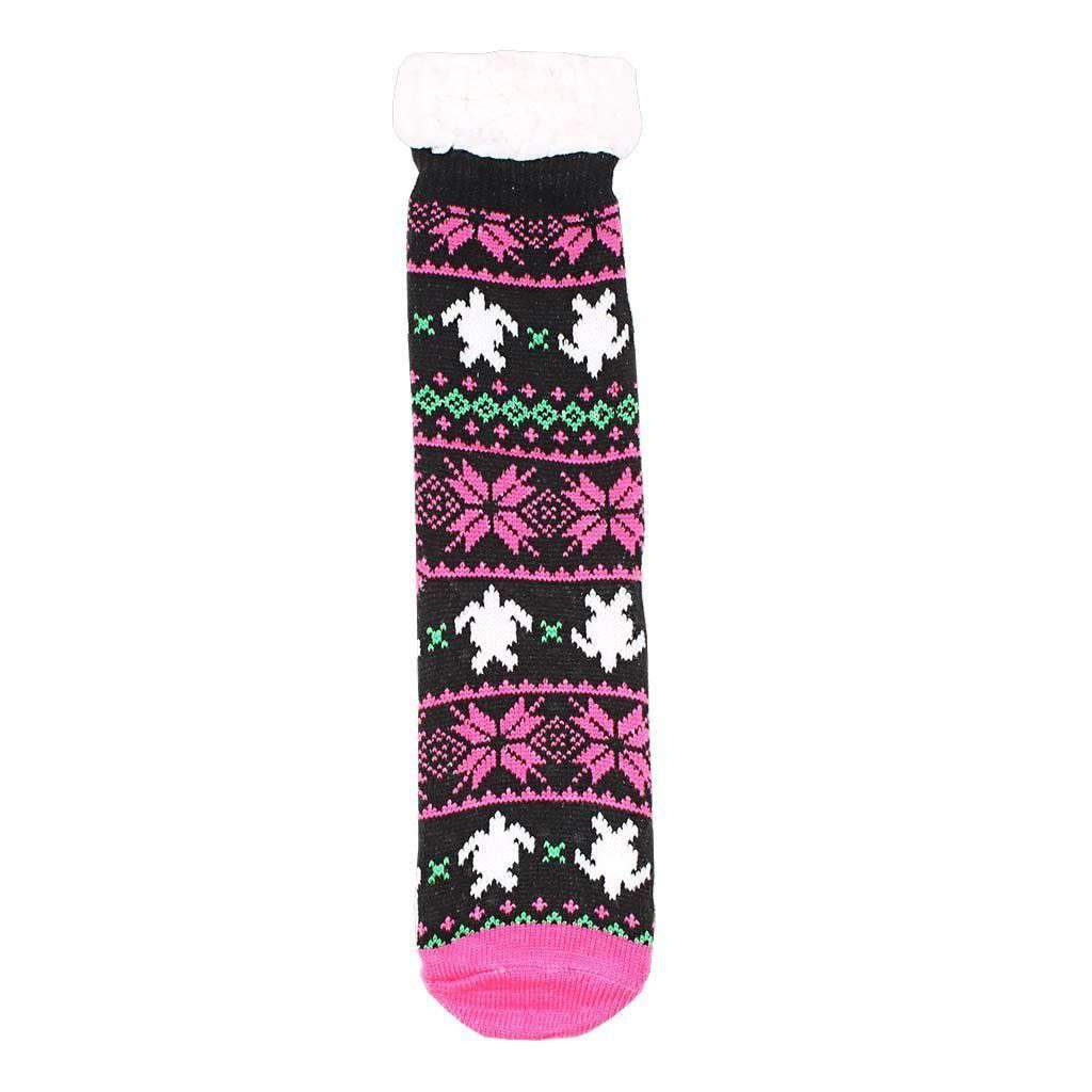 Black Turtle Sherpa Lined Socks by Simply Southern